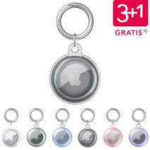 에어태그 AirTag 3+1 투명 클리어 컬러 풀커버 케이스 키링 포함, 1개, 블랙