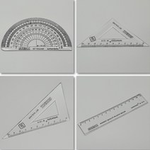 미니 소형 각도기 직각 삼각자 직자 15cm 45도 60도, 미니 각도기 삼각자 4P 세트