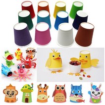 종이컵 칼라종이컵 국내산 칼라혼합 단색 12칼라 만들기재료 공작재료-1줄(50개입), 보라