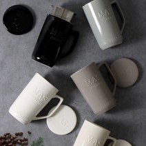 마시프렌치 도자기 티머그 차망 뚜껑머그컵, 코코아브라운