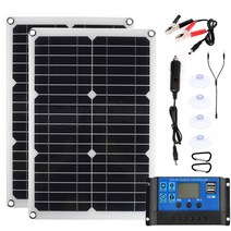 고효율 다목적 태양광패널 충전식 태양열발전기 200W 18V 솔라 패널 키트 12V 충전 배터리 30A 60A 컨트롤, 09 400W 30A Controller
