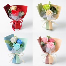 [도매플랜]비누 장미 미니 꽃다발 발렌타인데이 생일 비누꽃 졸업식 로즈데이, PL529 레드+그린