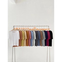 박시반팔티 순 면반팔티셔츠 여성 CHIC 홍콩무드 와이드 루즈핏 이너웨어 상의 트렌드 2215544437