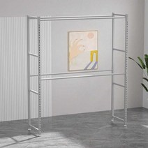 세탁소 행거랙 옷걸이 의상실 철제 의류창고 업소용, 화이트 그레이 200x60x250(3단)