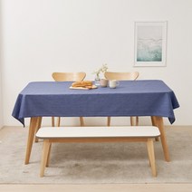 룰루홈 린넨 방수 코팅 식탁보 테이블보 5색 다양 사이즈, (130x200cm), 린넨 네이비(진청색)