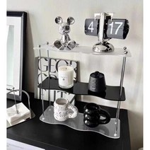 미드센츄리 감성 아크릴 물결 삼색 2단 3단 모듈 선반 테이블 탁자 수납 진열대, 1개, D 대형