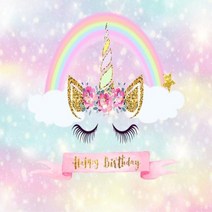 셀프 사진 촬영 포토 호환 유니콘 배경 소녀 생일 파티 장식 무지개 꽃 공주 베이비 샤워 배너, Vinyl-125x100cm+8