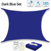 300D waterproof gray square rectangular shade sail outdoor garden swimming pool awning camping, 200cm x 400cm, Dark Blue Set