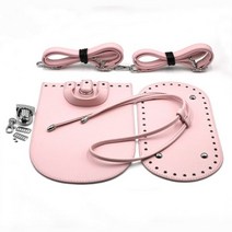 보부상 가방 라탄 모칠라 백 수제 핸드백 바느질 가죽 커버 구멍이 있는 DIY 액세서리 뜨개질 배낭, Pink 1