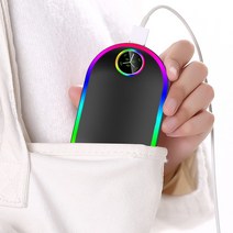 파인큐브 레인보우 LED 손난로+보조배터리, 블랙