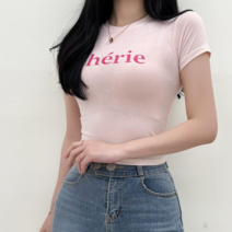 투디 데일리 레터링 프린팅 라운딩 크롭티 반팔티