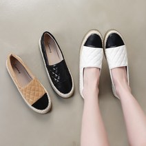 프리티슈 여성 엠보싱 배색 에스파듀 슬립온 단화 2.5cm