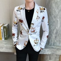 봄 패션 크라운 인쇄 남성 정장 헤어 스타일리스트 정장