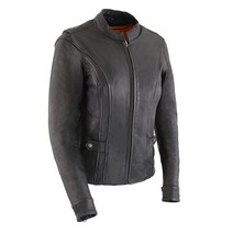 Milwaukee Leather MLL2530 여성용 통기성 블랙 가죽 스쿠터 재킷 - 스몰, Small