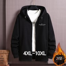 쥬엔리치 남자 빅사이즈 맨투맨 후드 집업 기모 남성 후드티 4XL-10XL