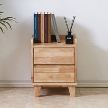 토니아 천연 투명도장 고무나무원목 2단서랍장 협탁, 네츄럴