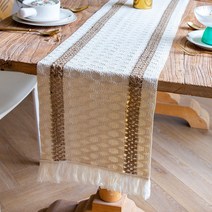 술 테이블 타월 짠 긴 테이블 러너 커버 타월, MX04 두 개의 얇은 면사. 린브 술, 30*140cm
