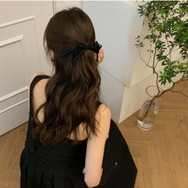 리본 반자동 클립 머리핀 청순한 여성 레이어드 반머리 포인트 헤어핀