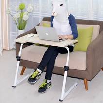 OMT 접이식 대형테이블 거실 소파 좌식겸용 높이각도조절 마우스받침대포함 ONA-80PAD, 화이트우드
