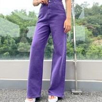 [S-3XL] 2color 카일리 컬러 와이드 빅사이즈 일자 스트레이트 진 코튼 면 순면 민트 퍼플 팬츠
