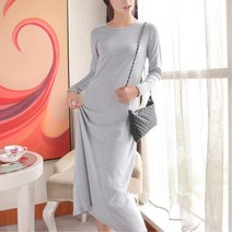 여성 간편 외출복 긴팔 면 롱원피스 데일리 여행룩 긴원피스 연예인원피스 캐주얼