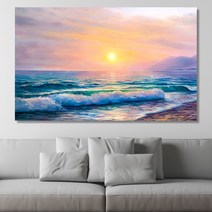 파도치는 동해바다 일출 그림 액자(41x27) 헤어숍 소품액자 벽장식소품
