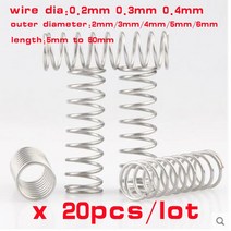 20pcs 와이어 직경 0.2mm 0.3mm 0.4mm 스테인레스 스틸 압축 스프링 304 SUS Y 형 로터 리턴, [03] 0.2mm, [02] 4mm, [01] 25mm, 01 25mm_03 0.2mm_02 4mm