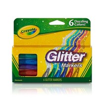 Crayola 글리터 마커 스파클 독특한 예술 공예 용품 다양한 색상 성인용 선물 6개입, Glitter Markers