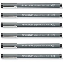 스테들러 수성펜 피그먼트라이너 308 프로젝트펜 물펜, 1개, 02-9/블랙/0.2mm