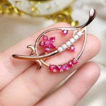 비취 보석 브로치 배지 옷핀 자연 진짜 사파이어 잎 스타일 브로치 925 스털링 실버 0.15ct x 13