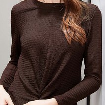 데일로엔 여성용 밑단센터 절개주름 여성 긴팔 티셔츠