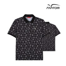 팬텀 골프 fantom남성 아이콘 패턴 반팔 카라 티셔츠 F21102TO033_BK, 100, BK