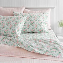 MARTHA STEWART 캘리포니아 킹 면 시트 세트 | 플랫 시트 - 매트리스 커버 - 베개 커버 | 침구 | 홈 필수품 | 딥 포켓 시트 | 부드럽고 매끄러움 | 팝콘 옐로우, Rose Quartz_California King