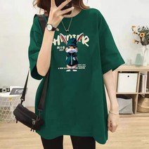 쁘띠꼬모 여성용 빅사이즈 반팔 프린팅 반팔티