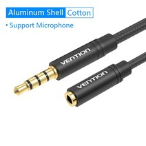 Vention Jack 3.5 차량용 노트북 미니 PC TV 용 Aux 연장 케이블 Xiaomi Huawei Stereo 3.5mm 잭 헤드폰 스, 02 Support Mic_06 5m