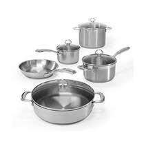 [해외] 샹탈 인덕션 21 스틸 9피스 조리도구 세트, Brushed Stainless Steel_9 pc S