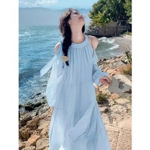 COSYEVNO 여름원피스 라운드 롱원피스 긴팔 오프숄더 원피스 APKZZ