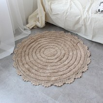 토브맘 크로젯라운드 러그 90x90cm 인도 거실러그 원형 침실 침대 인테리어 카페트