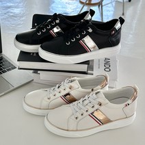 슈리오 여성 소가죽 발편한 키높이 골드포인트 스니커즈 6cm