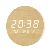 원형 led 벽시계 무소음 전자 켈린더 무드등 거실 장식, 8인치 벽시계