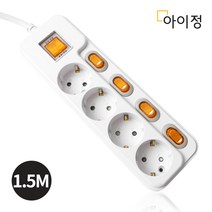 아이정 현대 개별절전 멀티탭 4구 1.5M 과부하차단 스위치, 1개