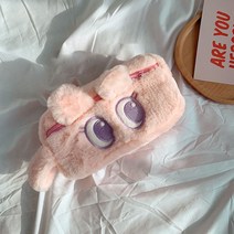 떨샵 극세사 동물 파우치 필통, 핑크