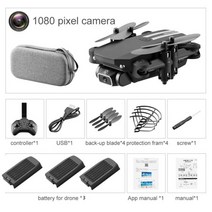 2021 포켓 미니 드론 4k 전문 HD 카메라 1080p rc 쿼드콥터 Fpv 기압 고도 홀드 접이식 헬리콥터, 1080P 블랙 3B 가방