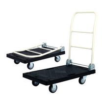 [엠에스코리아] 검정 카트 대차(무소음바퀴-소형) 접이식 폴딩 구루마 손수레 운반 핸드카트, 1세트