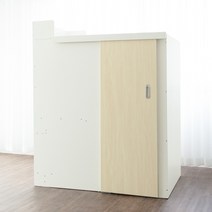 아이디어스터디 1인실 독서실책상 워크스테이션 크림화이트 슬라이딩도어, 1인실 워크스테이션 크림화이트 슬라이딩도어(단품), 와이드 카멜레온 감성 컨트롤 LED 화이트