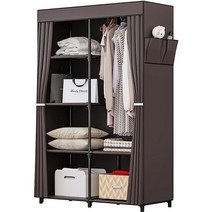 INGIORDAR 휴대용 옷장 정리함 보관함 커버 포함 흔들리지 않는 원단 걸이 선반 86.4cm(34인치) 침실용 블루492534, 34 Inch