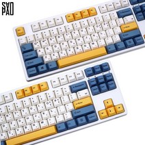 사오파오 빈티지블루2_White 키캡 PBT 체리 염료승화 영문 / 한글각인 (143키), 한글
