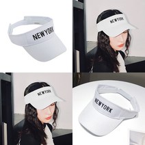 마트498 NEWYORK 여성 썬캡(화이트) 골프 창모자 햇빛가리개 러닝모자 골프얼굴가리개 여름 테니스모자 캠핑 선캡