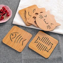 머그컵 찻잔 받침 원목 티코스터 냄비받침 냄비받침대, 고양이