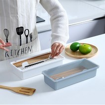 뚜껑있는 사각 수저통 정리함 물빠짐 싱크대 가정용 업소용 식당 보관함, 3.칼 수납함(화이트)